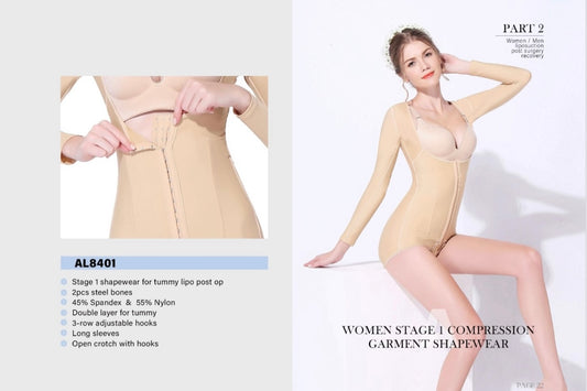 AL8401 – Faja post lipo abdomen Stage 1 con mangas largas